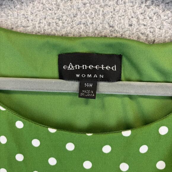 Vtg Faux Wrap Dress 14W Polka Dot Garden Party Derby Stretch Ruched Classic City - Picture 5 of 10